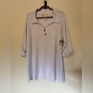 NEW Diane Kennedy Tunic Soft Shirt Dress Bamboo Viscose Collar 1X White NWT